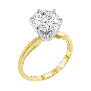 3 Ct Round 14K Yellow Gold Simulated Diamond Solitaire Engagement Wedding Ring - Click1Get2 Coupon