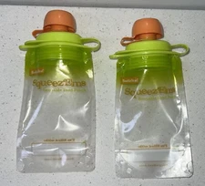 Set Of 2 BOOGINHEAD SQUEEZEMS BPA Free Reusable FOOD POUCHES