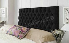 Black Colchester Plush Fabric Double Bed Headboard Super King Size 26" Tall