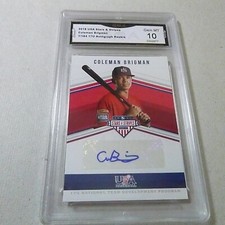 COLEMAN BRIGMAN 2018 USA STARS & STRIPES AUTOGRAPH AUTO RC # 7/184 GRADED 10