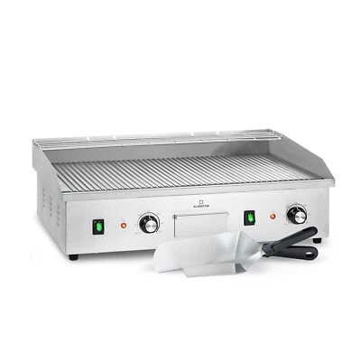 KLARSTEIN Barbecue Elettrico da Tavolo Gastro 300°C 2x2200W Piastra Grill Scanalata Acciaio Inox