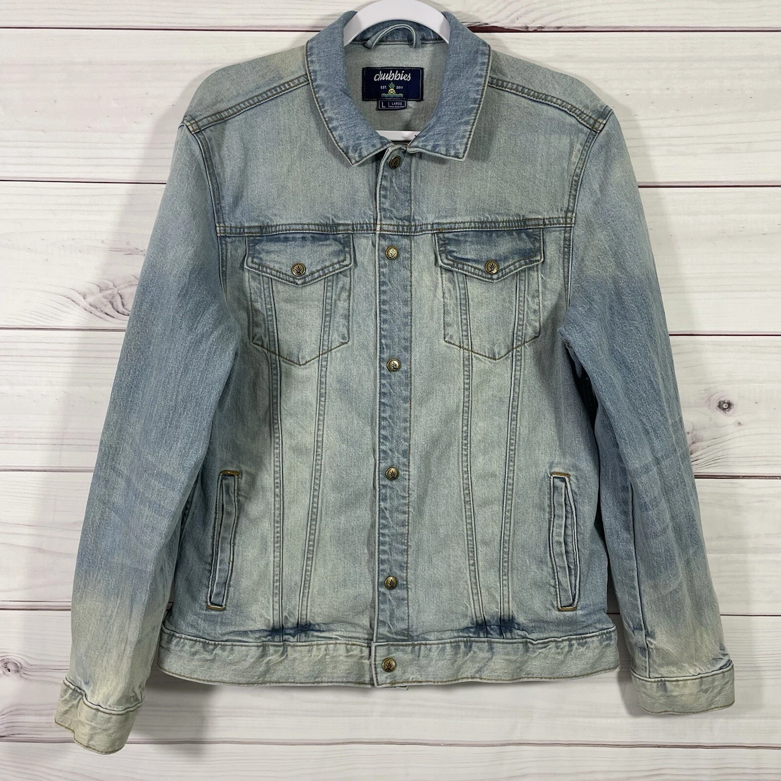 Chubbies Jacket Trucker Denim Unlined Mens Size L Blue Casual.