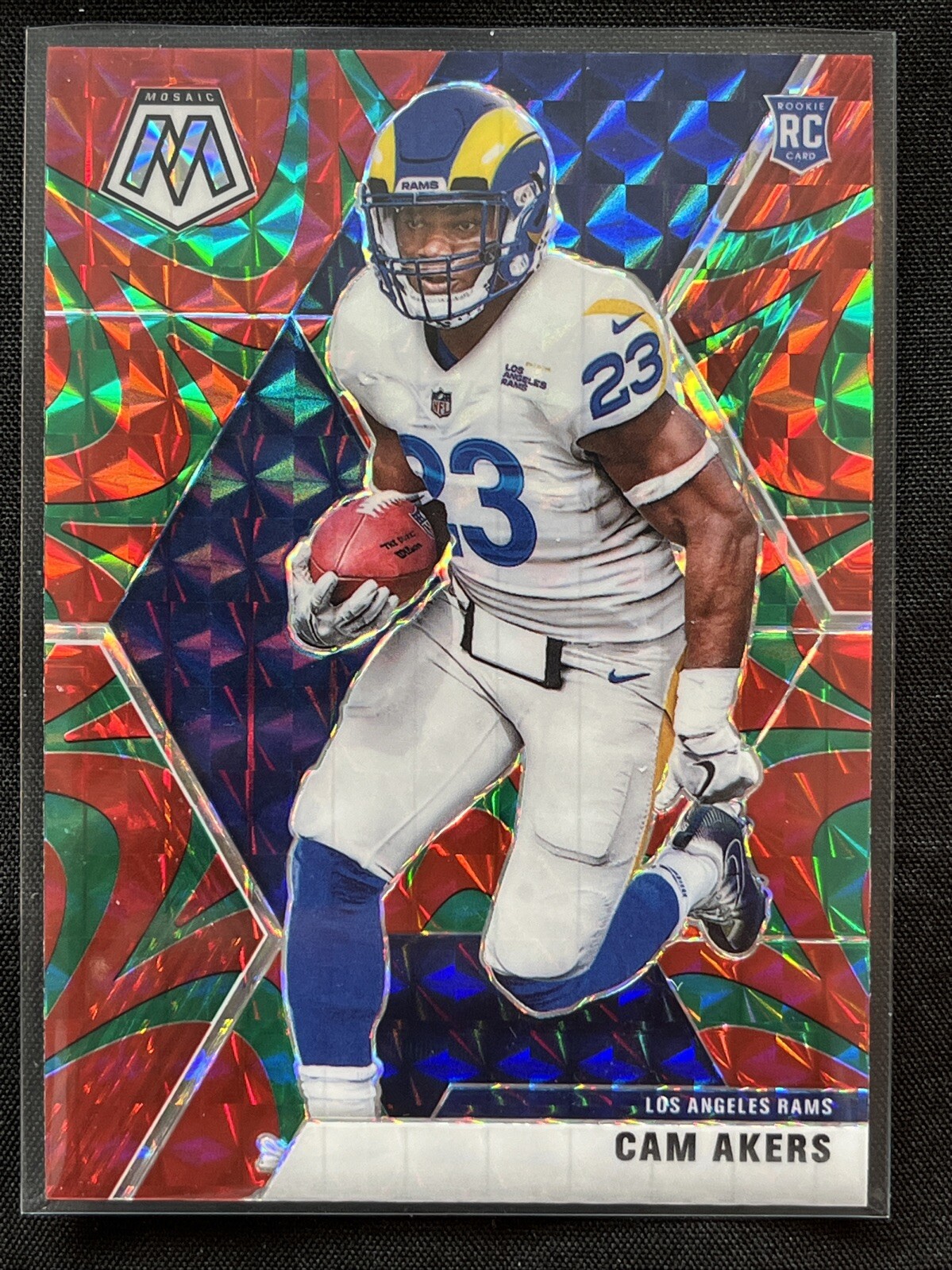 2020 Panini Mosaic Prizm Reactive Green Cam Akers RC #221 Los Angeles Rams