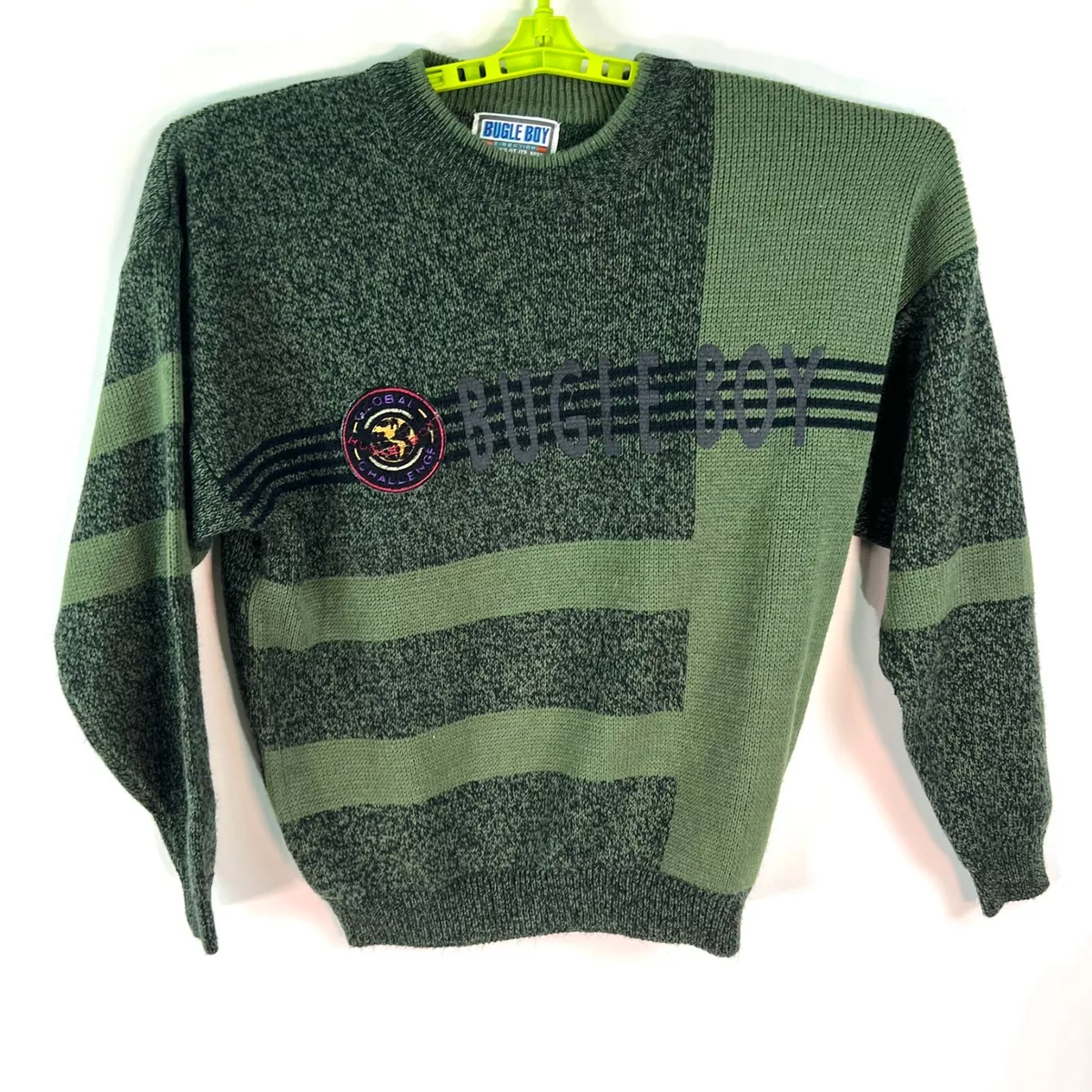 Bugle Boy Color Block Sweater Mens Size Large Green Global
