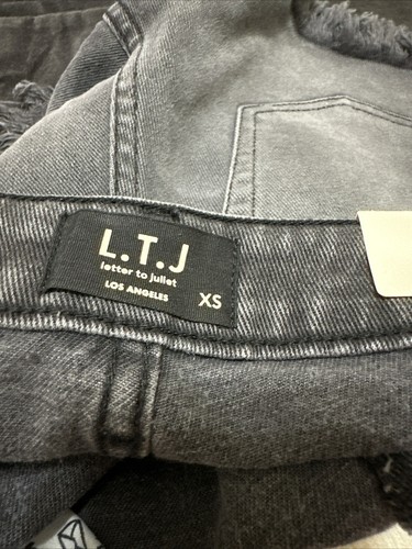 Pantalones cortos de mezclilla L.TJ con dobladillo deshilachado negros lavados XS - Imagen 9 de 9