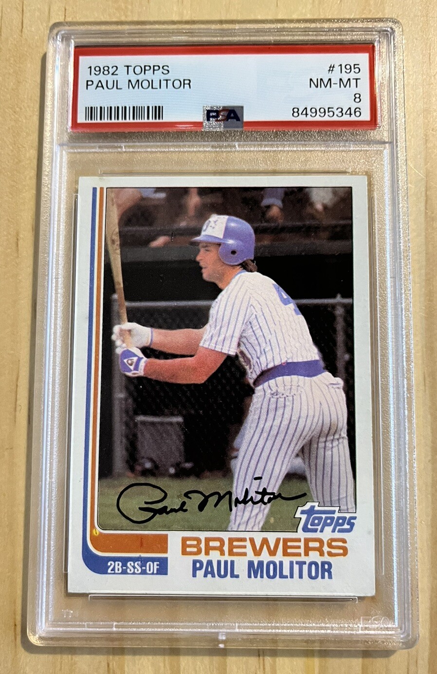1982 Topps - Paul Molitor #195 - Milwaukee Brewers - Baseball HOF - PSA 8