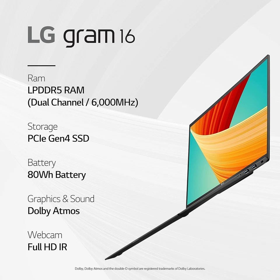 New LG Gram 16'' WQXGA Touchscreen IPS Laptop Intel EVO i7-1360P 16GB 512GB SSD - Image 3 of 4