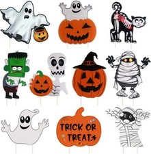 10PCS Yard Signs Halloween Props Pumpkin Ghost 10 Pack, Cute