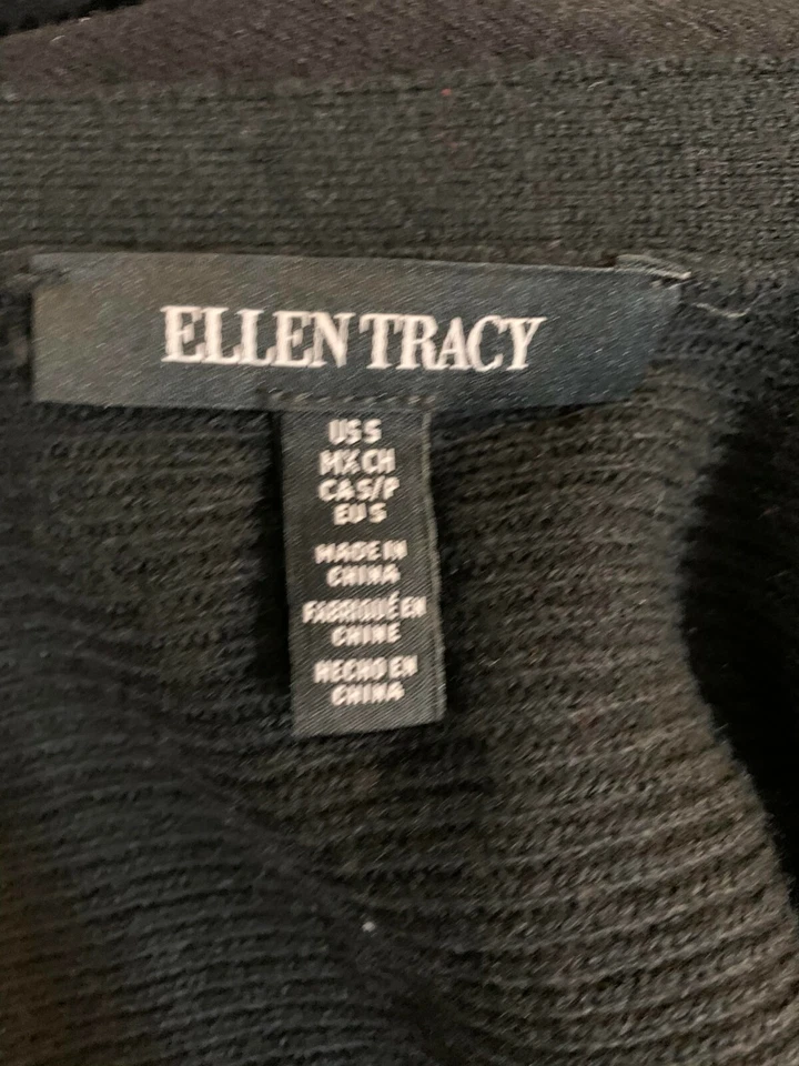 Cárdigan para mujer Ellen Tracy acanalado frente abierto negro talla S pequeño Foto 4 de 4