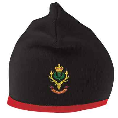 OFFIZIELLE Queen's Own Highlanders Beanie Mütze mit gesticktem Logo