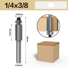 Router Bit 1/4" Shank 3/8" Dia Flush Trim Bit with Bearing 2 Flutes 3 Pcs