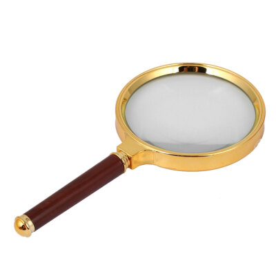 Handheld Metal Shell 90mm Dia Lens 10 Times Magnifying Glass Magnifier