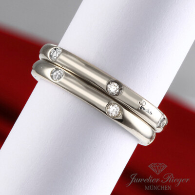 Pomellato Lucciole 2 Ringe Weissgold 750 Diamanten Billanten Gr 50 & 52 Gold