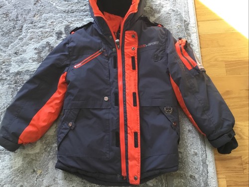 Hawke & Co. Parka Coat Jacket Boys 7 Blue Orange Hood Performance - Picture 3 of 14