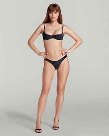 Agent Provocateur Kati Trixie Thong Black Velvet Gold Crystals AP 3 10-12BNWT