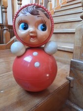VTG 1970's USSR Russian doll toy celluloid Roly Poly Nivalyashka with chime