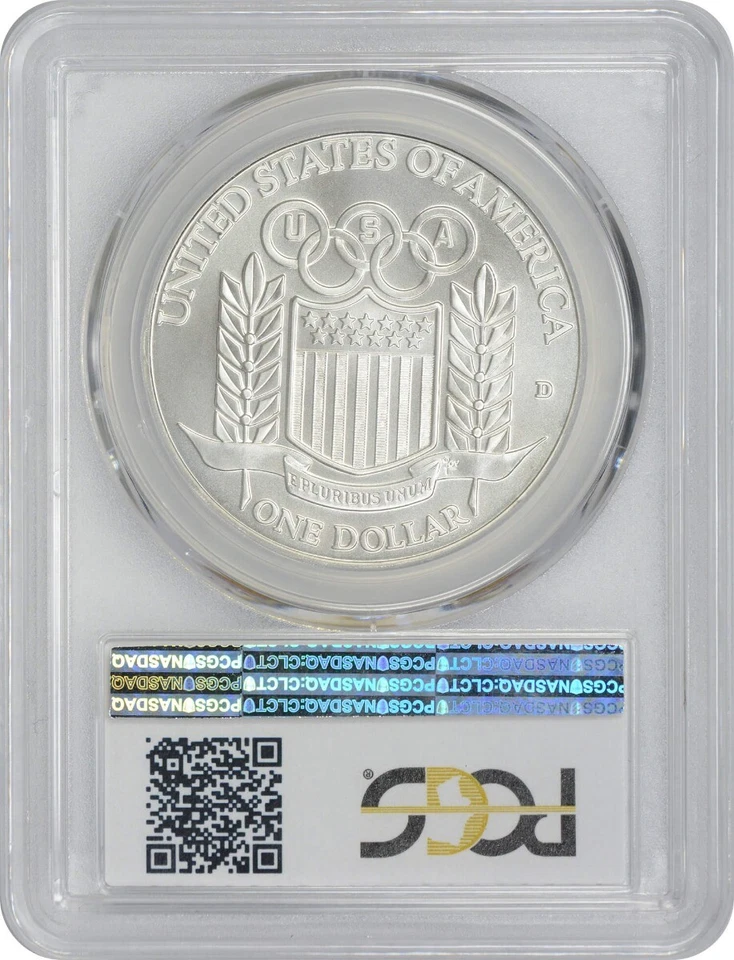1992-D Olympic Silver Commemorative Dollar MS70 PCGS Mint State 70 - Image 2 of 2