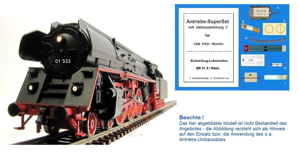 AntriebsSet für PIKO-BR 01 / 03 / 41 mit Präzis.-Motor + Zubehör + Anleitung #