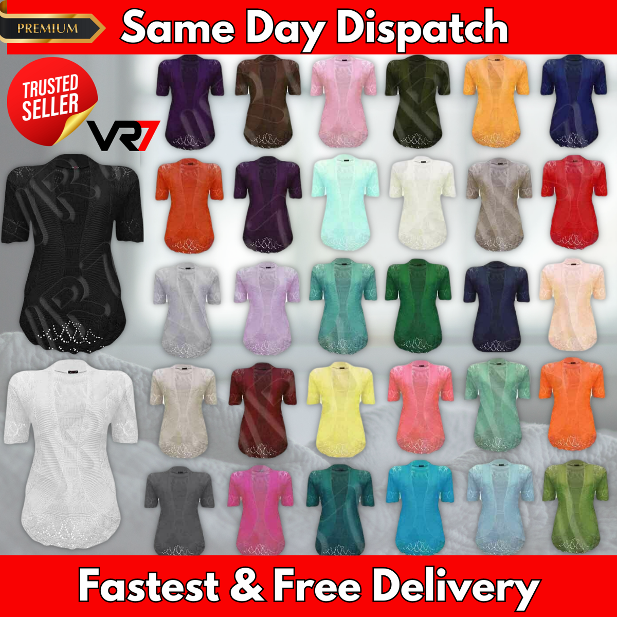 WOMENS LADIES CROCHET BOYFRIEND SHORT SLEEVE KNITTED OPEN CARDIGAN PLUS