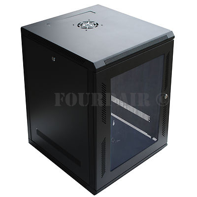 15U IT Wall Mount Network Server Data Cabinet Rack Locking Lock & Key - 24'' Deep