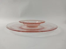 Pink Depression Glass Set For Crackers And Dip Dining And Serving