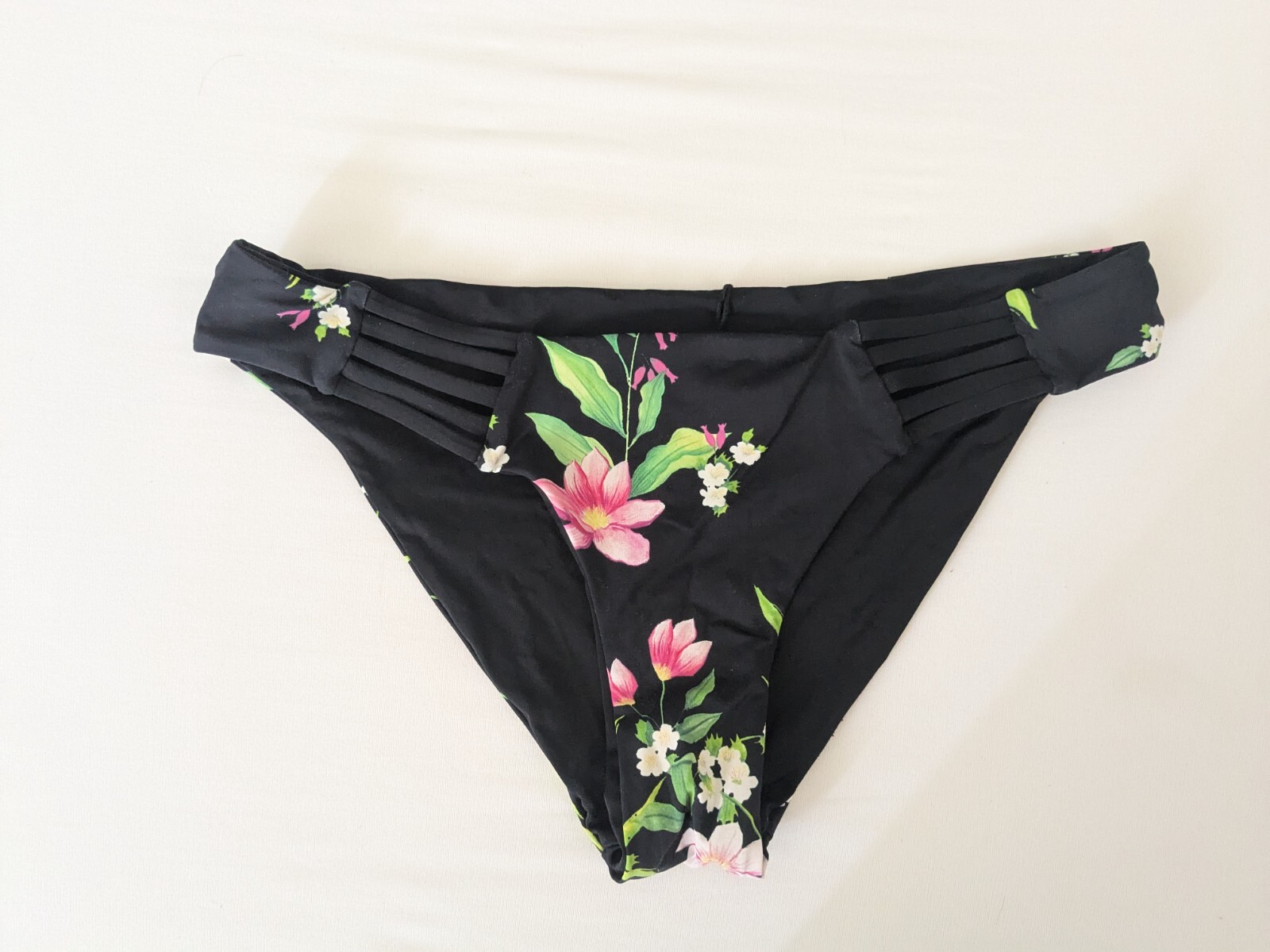 TiniBikini Swimwear Women's Floral Strappy Cheeky Bikini Bottom Size Small