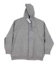 NEW Lacoste Sport Big & Tall Full Zip Fleece Mens Hoodie Jacket Gray SH1613 NWT