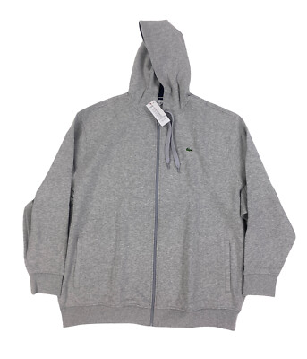 Full Zip Fleece Mens Hoodie Jacket Gray 