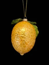 BLOWN GLASS LEMON~FOOD~FRUIT~SOUR CITRUS~FOODIE CHRISTMAS ORNAMENT~NWT