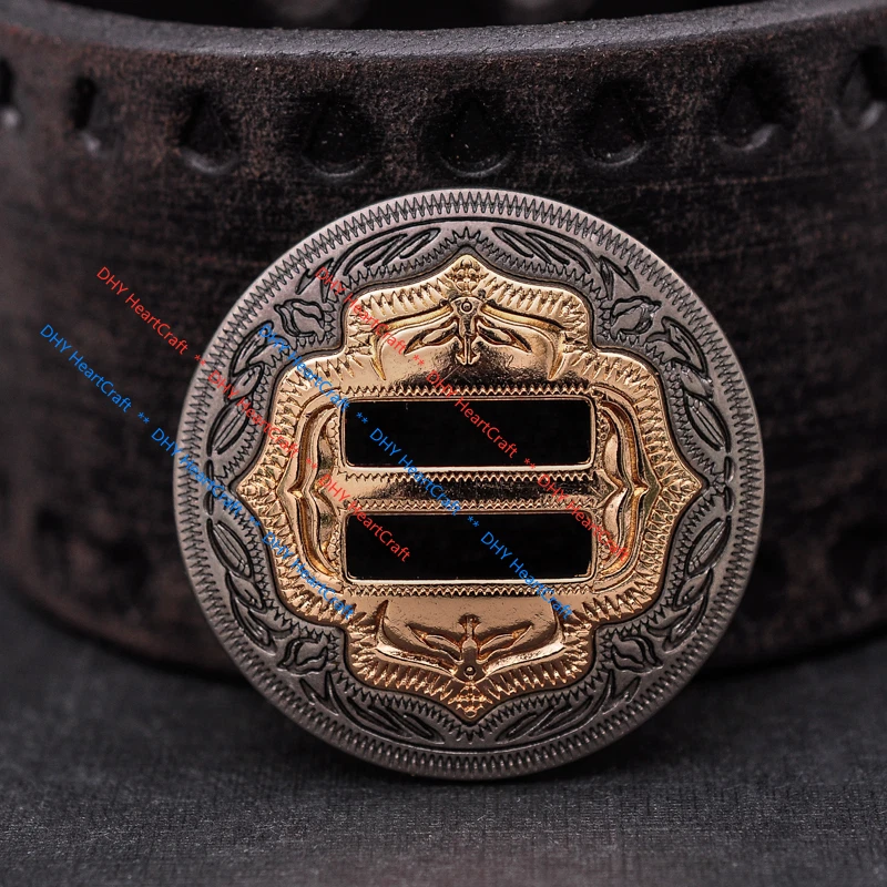 5X Western Gold Sliver Engraved Leathercraft Slotted Conchos For Saddles 1-1/4" - Image 4 of 4