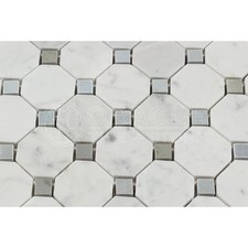 Carrara White Italian Bianco Carrara Marble Octagon Mosaic Tile