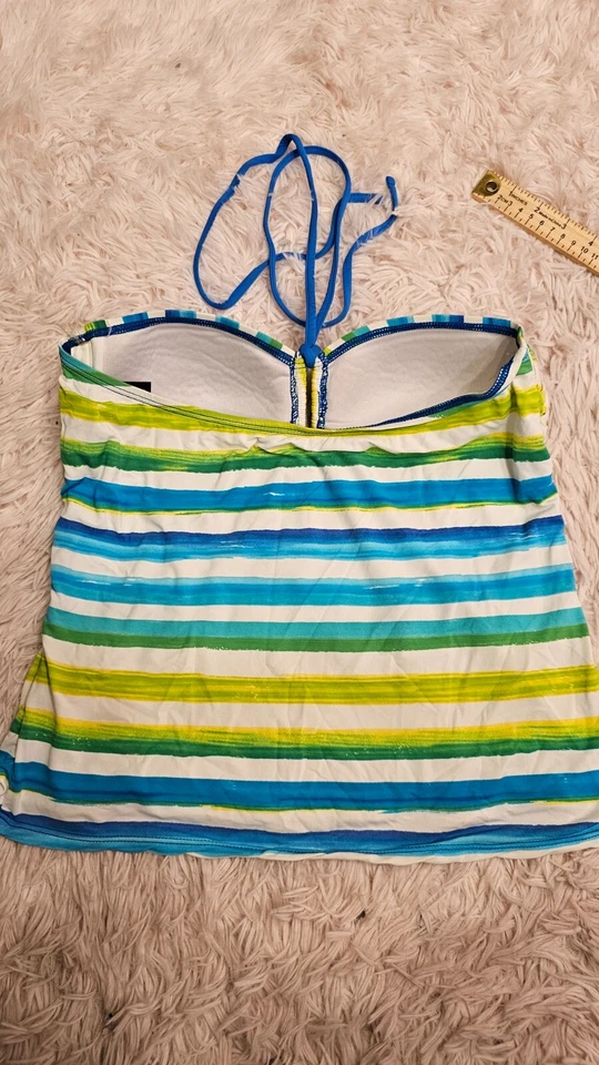 Camiseta tankini a rayas de nailon multicolor para mujer La Blanca by Rod Beattie talla 10 Foto 3 de 4