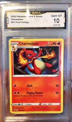 Pokémon Charmeleon / Vivid Voltage / #024/185 / GMA 10 / Wie PSA 10 / Gem MINT