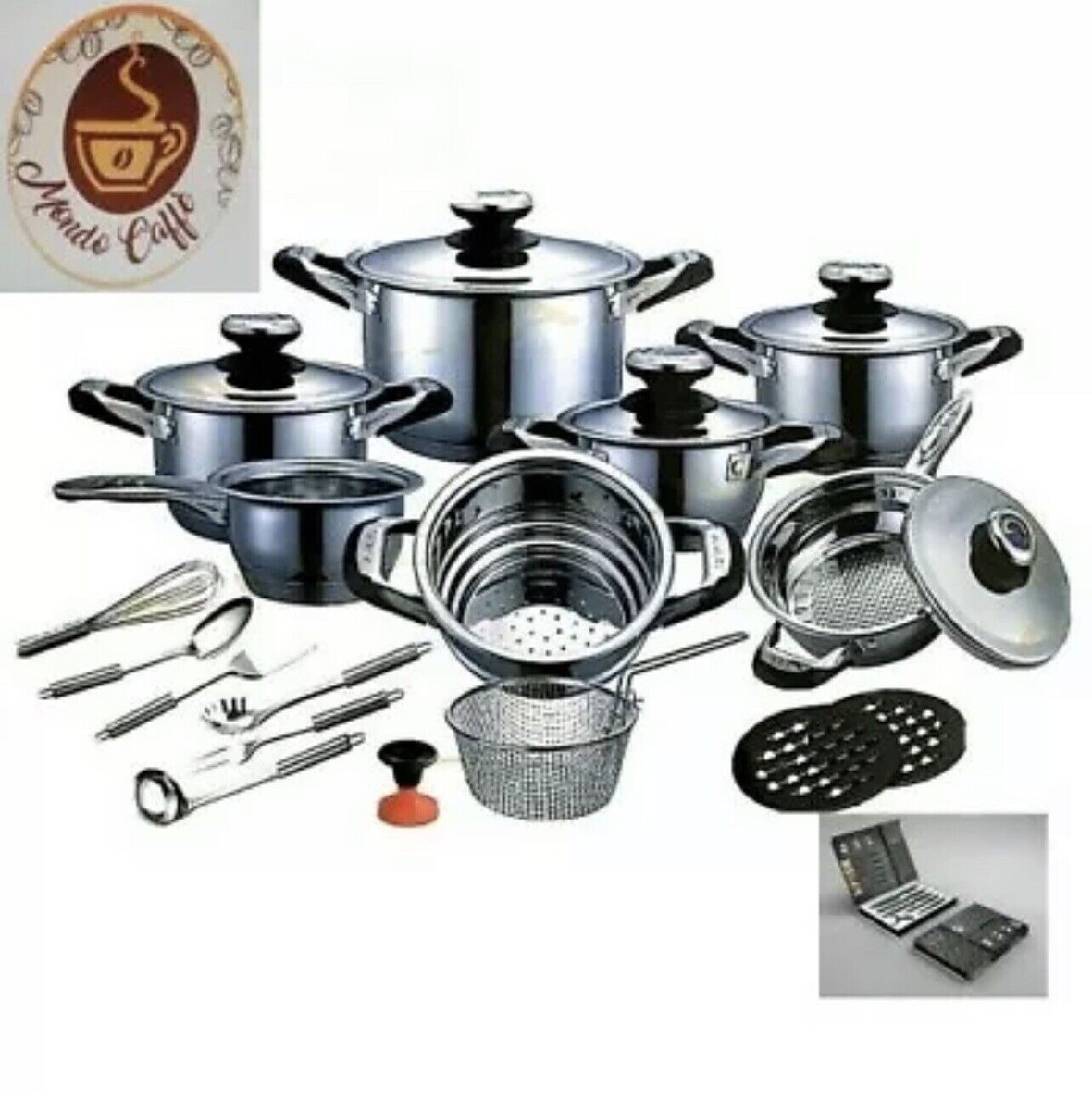 23-Piece Stainless Steel Induction Cookware Pan Set by A.M.C. | eBay