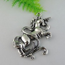 4PCS Vintage Style Silver Alloy Unicorn Horse Pendant Charms Jewelry 38966