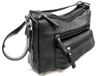 Single Short Strap Shoulder Everyday Purse Genuine Leather Medium Black