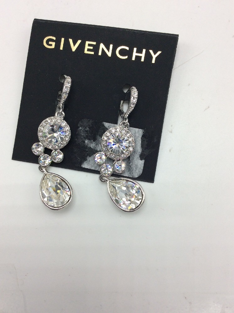 特価！GIVENCHY Crystal Slver Drop Earrings Givenchy Cubic Zirconia Linear Drop Earrings Dangling