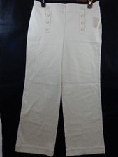 Talbots Pants Women's 14 Ivory Straight Leg Stretch Side Zip High Rise New Tags