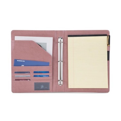 Vegan Leather 3 Ring Binder, 8.5 x 11 Letter Size Folio with Pen Holder, Soft...