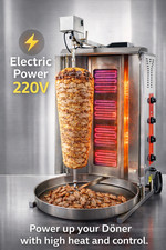 Commercial 220V Electric Shawarma Doner Kebab Machine with Top Motor & Ceramic