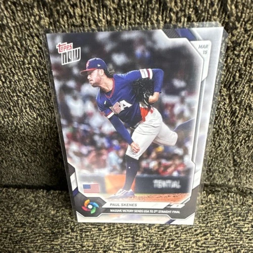 2023 Topps Now Paul Skenes Massive Victory WB35 World Baseball Classic USA Card