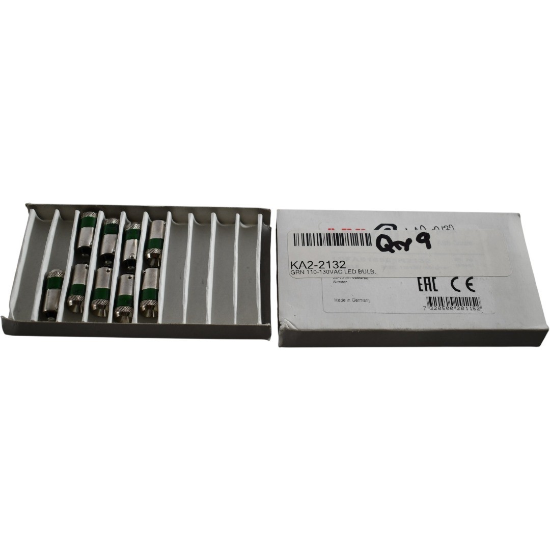 Pack of 9 NEW ABB KA2-2132 1SFA616921R2132 Green LED Bulb 110-130VAC