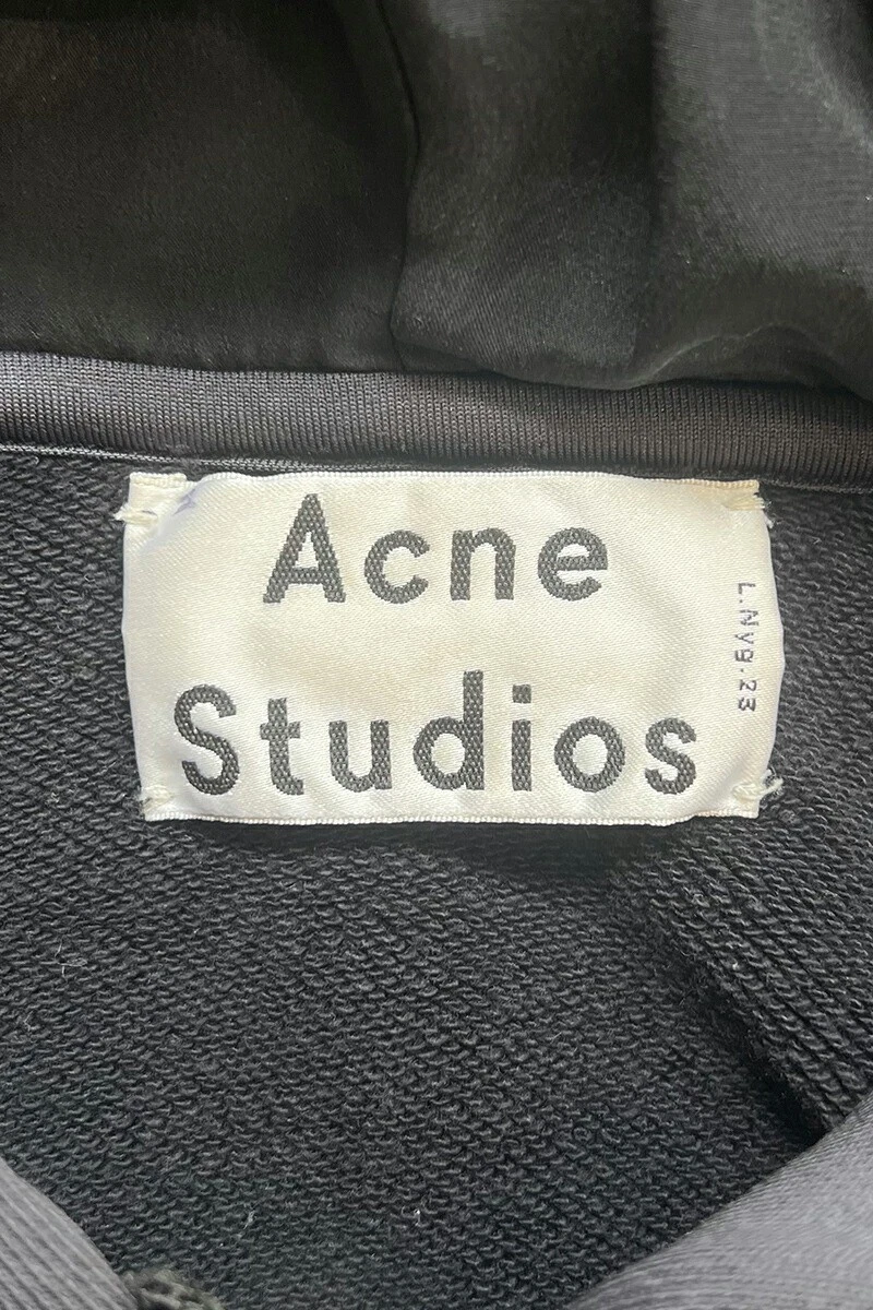 Felpa con cappuccio zip Acne Studios nera cotone nylon vestibilità rilassata usata