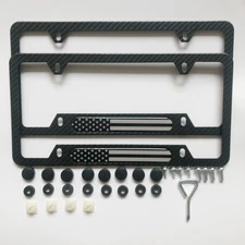 2PC License plate frame with Carbon fiber surface,Aluminum Alloy License Cover