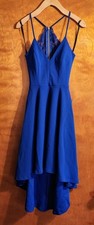 B. Darlin At Macys Navy Blue Dress Short lace open back Strappy Zip size 1/2 NWT