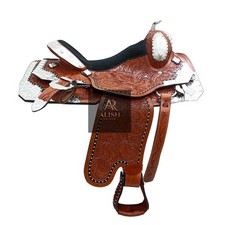 Tan Leather Western Barrel Horse Saddle Floral Hand Tooled Metal Stencil 10"-18"