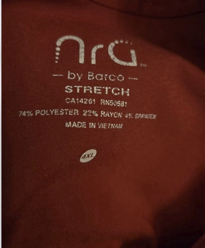 Blusa esfoliante NRG/Barco STRETCH tamanho 4XL-vermelha gola V  - Imagem 3 de 4