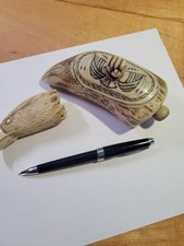 Vintage Scrimshaw EAGLE claw and Eagle box with lid