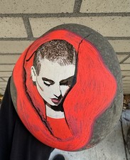 Sinead O&rsquo;Conner Hand Painted On A Rock In Acrylic Approx 7x6.5x2
