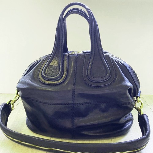 Givenchy Nightingale Black Leather 2WAY Shoulder Bag w/ Tag Dust Bag Japan